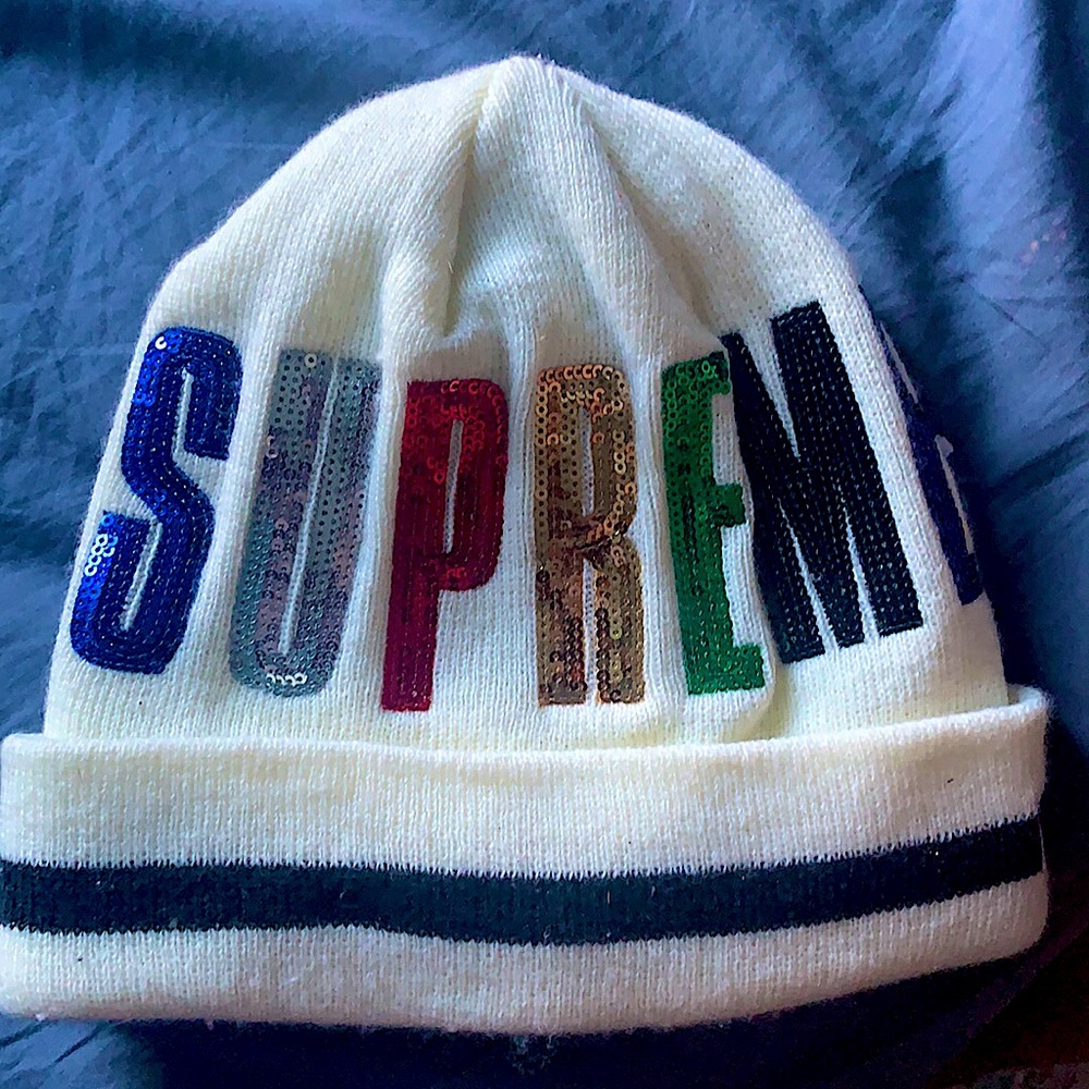 Supreme New Era Sequin Beanie Natural FW20